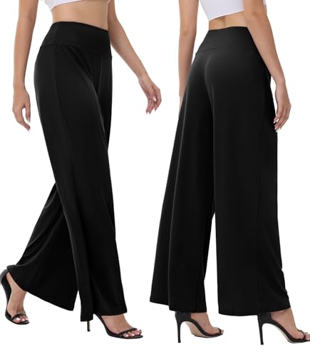 Image of ZOOSIXX Wide Leg Palazzo Pants for Women - High Waist Casual Beach Lounge Pants Loose Flowy Pants Stretchy Trousers