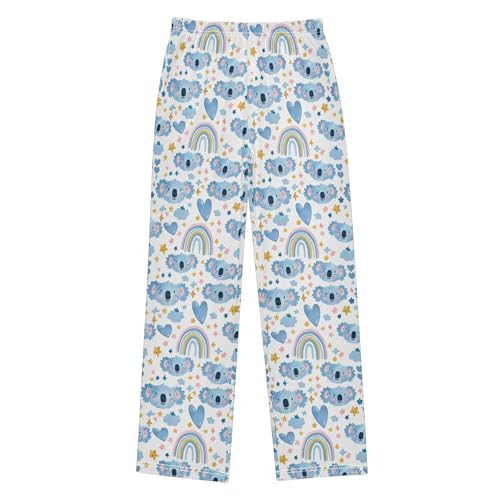 Cute Koala Rainbow Long Pajama Pants Elastic Waist PJ Bottoms with Pockets S A1134372