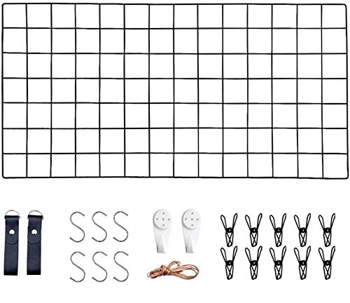 Wandrooster zwart, wanddecoratie, multifunctionele rasterwand, doe-het-zelf ijzeren rooster voor fotowand, decoratie… - Afbeelding 8