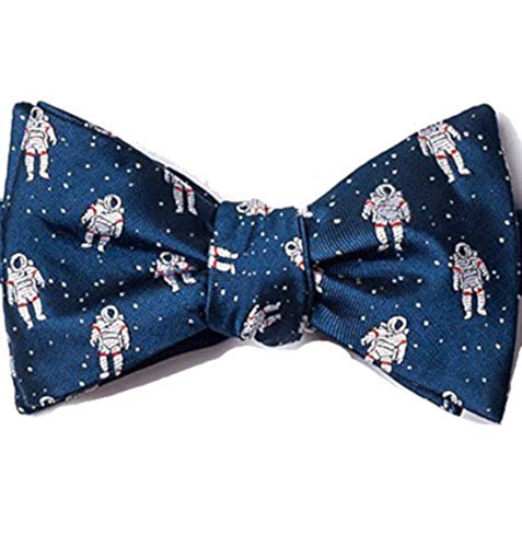 Wild Ties Floating Astronauts Navy Blue Microfiber Bow Tie #TOP17