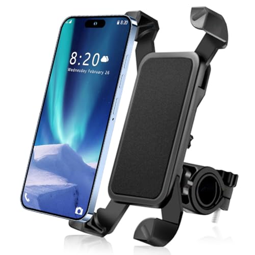 Soporte Móvil Bicicleta y Moto, Accesorios Bici Motocicleta para Montaña, Carretera y Ciudad. Fuerte, Resistente y Seguro. para Manillar, Compatible Universal, 360° Rotación, Carro Bebe y Patinete