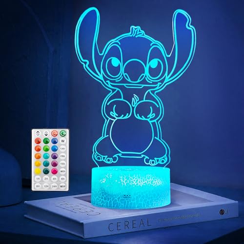 Image of KIEAL 16 Colors Cartoon Night Light, Anime Character Change Decor Lamp with Remote, Dim, Timer, Fans Kids Gifts for Christmas Birthday Boys Girls