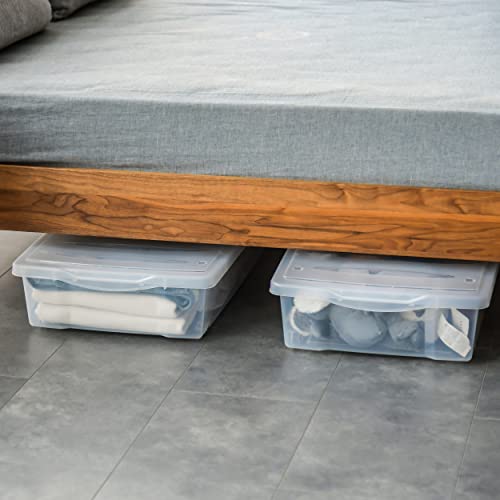 Image of Citylife 57 QT Plastic Under Bed Storage Bins with Double-opening Lids Clear Underbed Storage Containers with Wheels for Organizing Shoes, Blankets, Clothes