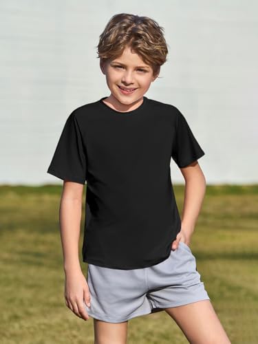 Haloumoning Boys Short Sleeve Athletic T-Shirts Kids Basic Quick Dry Lightweight Performance Tees 5-14 Years2
