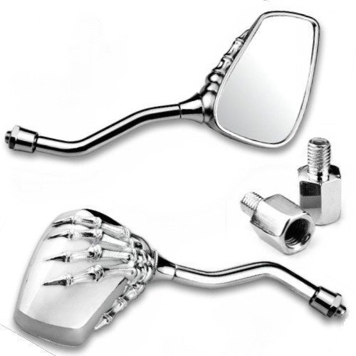 Espejos de esqueleto para moto custom chopper cromados de 8mm y 10mm 3