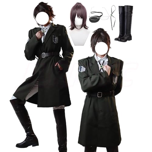 [JLRMYC] ハンジ・ゾエコスプレ衣装 刺繍 制服 自由の翼 調査兵団 軍服【ウィッグと靴とアイマスクとメガネと小物付き】 The Final Season Cosplayコスチューム テージ服 撮影 祭り クリスマス ハロウィン 演出服 仮装 舞台装 (ハンジ・ゾエ衣装セット+かつら+ブーツ+ブーツ+ア,XL)（Amazon）