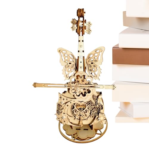 Violin music box y maqueta decorativa de madera para regalar en cumpleaños