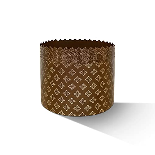 Panettone Paper Mold - Paska Bread Mold For Easter Bread Baking - 450 G - H 3-3/8’’ X W 5-1/4’’ - Medium Kulich Forms Deluxe Brown And Gold Parchment Paper - 12 Pack #TOP3