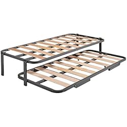 Hogar 24 Cama Nido con 2 somieres Estructura Reforzada Doble Barra Superior + Patas, Acero, 90x190 cm