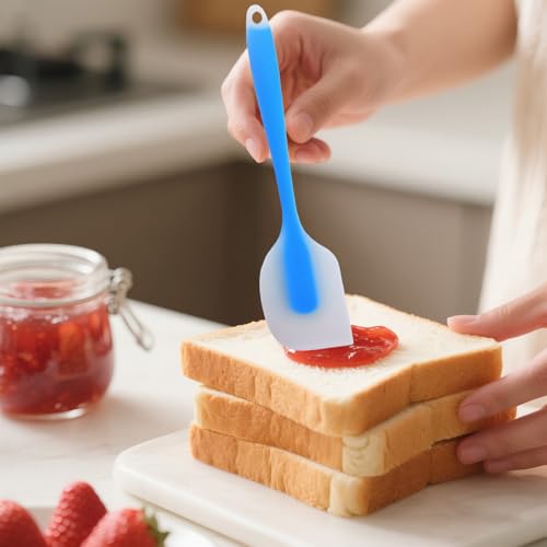 Image of 1Pcs Silicone Spatulas,Translucent Heat Resistant Flexible Non-stick Spatula,Food Grade Kitchen Essential Grip Gadgets Premium Scraper(Blue,Small)