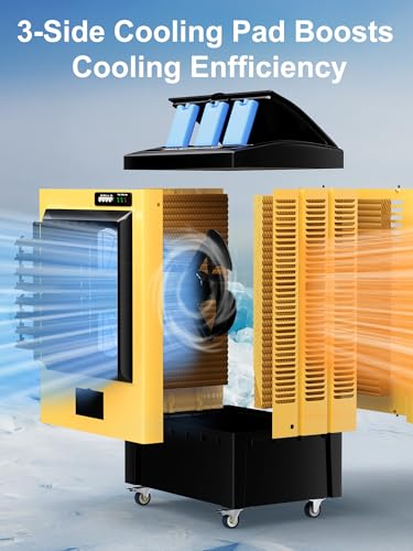 Image of Uthfy 6500 CFM Swamp Cooler, 48IN Evaporative Air Cooler with 19 Gal Water Tank, 3 Speeds, 120Oscillation, 5 Ice Packs, Outdoor Air Conditioner for Garage,Patio, Yard, Factory
