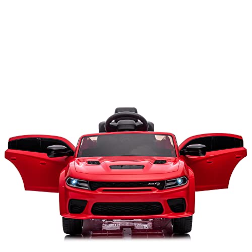 12V Kids Ride On Car Licensed Dodge Kids Electric Vehicle Toy, Battery Powered Toy Electric Car W/Remote Control, Mp3, Bluetooth, Led Light, Ride On Toy W/3 Speeds And Suspension System, Red #TOP4