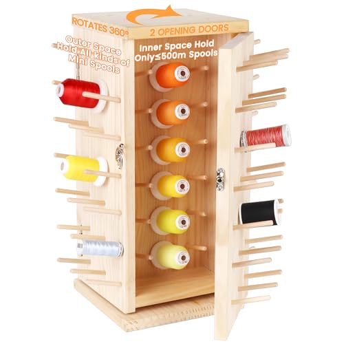 Image of New brothread 129 Spools 360 Fully Rotating Wooden Thread Rack