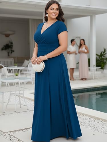 Image of KOH KOH Womens Sexy Cap Short Sleeve V-Neck Flowy Cocktail Gown