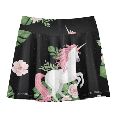 Athletic Shorts for Girls Skorts White Unicorns Pink Manes Tails Tennis Skirts Toddler Floral Teen Cheer 3t2