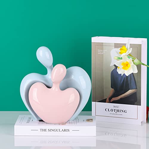 Bedroom Decor for Couples Art Porcelain Couple Sculptures, Romantic for Couple, Hugging Couple Statue, for Living Room Office Bookshelf Bedroom Pink Girls Room Aesthetic Decoration - Image 4