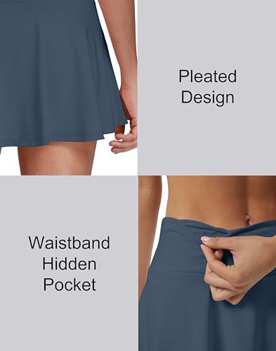 Image of Women's High Waist Pleated Tennis Skirt with 4 Pockets Lightweight Athletic Golf Skorts Skirts for Running Workout