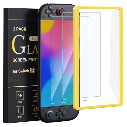 Image of ZORBES 2 Pack Tempered Glass Screen Protector Designed for Nintendo Switch 2 2025 with Alignment Frame,Transparent HD Clear,Screen Protector for Switch