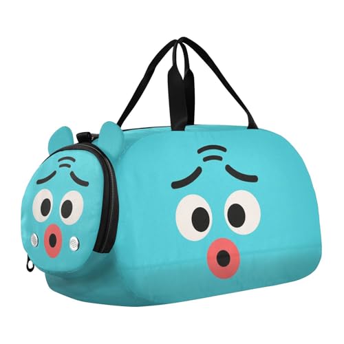 blue Duffel Bag with Shoes Compartment Lightweight Weekend Overnight Carry on Bag for Beach Swim Bags Pool Sports