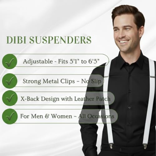 Image of Dibi Suspenders for Men - Adjustable X back Suspender with 4 Strong Clips