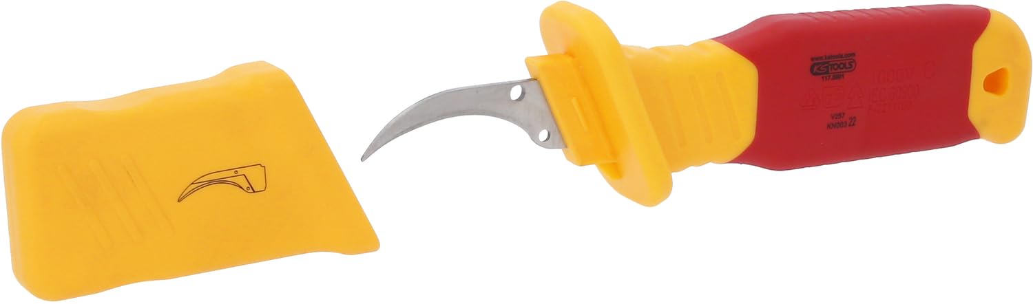 KS TOOLS Nóż do kabli z izolacją ochronną i ostrzem hakowym, 200 mm (117.5601)