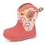 JAN & JUL Toddler Girls Insulated Waterproof Boots (Pink Rainbow, Size 6 Toddlers)