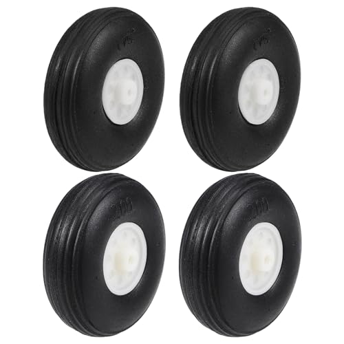 MECCANIXITY Tire and Wheel Sets for RC Airplane,PU Sponge Tire with Plastic Hub (1.75 Inch Pack of 2,2 Inch Pack of 2)