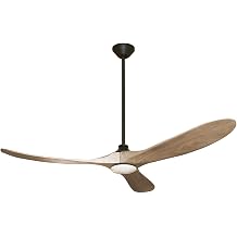 60 Inch Wood Ceiling Fan with Light LED Dimmable 3000K Matte Black Modern Ceiling Fan for Bedroom Living Room 3 Blades Wood Blades +36 Inch Downrod