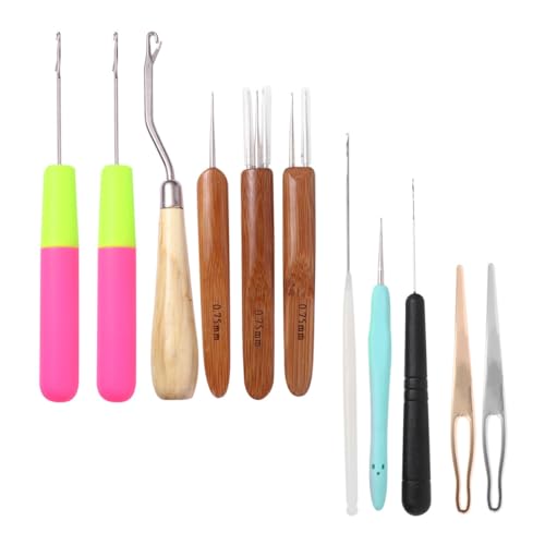 Agujas de tejer de metal CRAFTHROU con mango ergonómico para trenzado de rastas