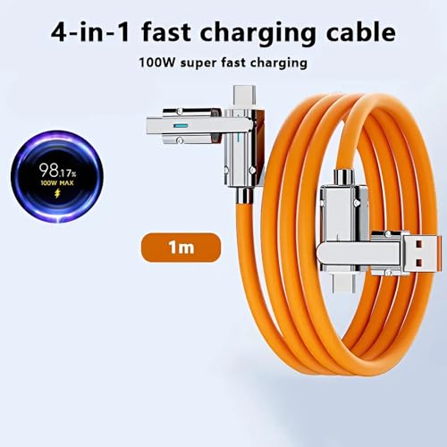 Image of 4 in 1 Data Cable Metal Alloy Ports With 100w Fast Charging & Data Transfer Cable | Light ning to Type C, Type C to C, Lighting to Type a Compatible for IphoNE, Ipads, Macbooks, Type C Laptop