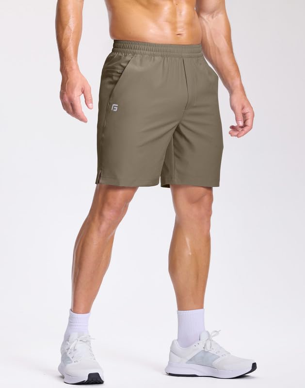 Image of GGJ Men's Lightweight Athletic Shorts with 2 Zipper Pockets 7 inch /9 inch /5 inch Gym Workout Running Quick Dry Tennis Shorts for Men