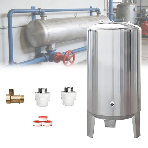 QuinteZhenTially Tanques Verticales Almacenamiento Aguas Presurizada Acero Inoxidable,Máquina Agua Presurizada Vertical,60/100/160/200 Tanques Presión Agua Bomba Pozos NoCleaningPort-160L/42gal
