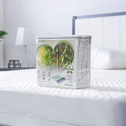 Queen Waterproof Bamboo Mattress Protector Zippered-360 Top Removable Mattress Encasement-Cooling Bed Bug Mattress Cover 10-13\'\' Deep-Hypoallergenic