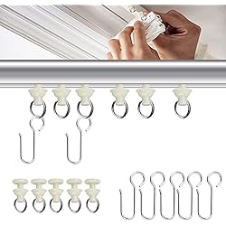 Cortinas De Cocina Para Riel EMAGEREN 35 PCS Ganchos Deslizantes de Plástico Blanco para Rieles Metalicos de Cortinas de Baño, Cocina, Dormitorio y Oficina