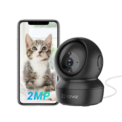 EZVIZ Cámara Vigilancia WiFi Interior 360º, 1080P Camara Vigilancia Bebe/Mascotas, Visión Nocturna, Audio Bidireccional, Detección de Movimiento, Control Remoto, Compatible con Alexa, C6N Negro