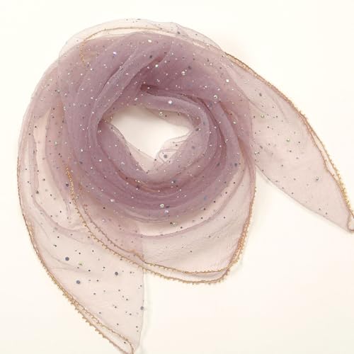 Women's Glitter Decor Head Scarf,Rhinestone Head Scarf 31.5 In Sparkle Glitters Hair Bandana Sequins Wraps Scarf3