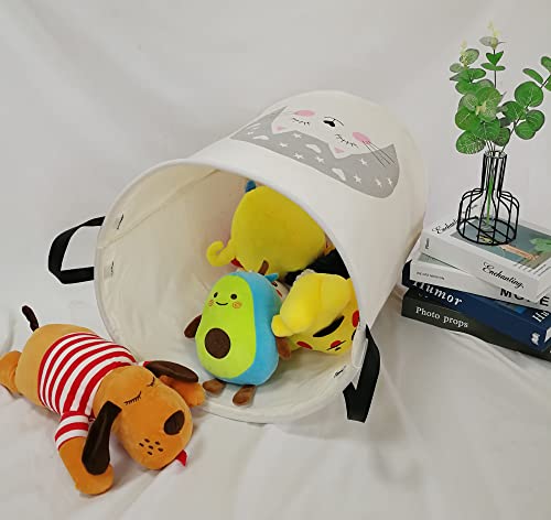 Kunro Large Storage Basket Toy Box Laundry Bag Hamper Kids Gift Organizer Chest Waterproof Coating Organizer Bin Dorm Nursery (Cat) #TOP3