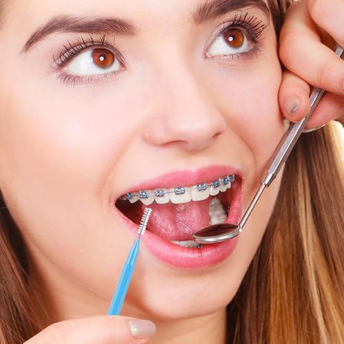 Image of 100 Pcs Interdental Brushes, 3 Sizes Braces Flossers for Cleaner Braces Brush Soft Dental Brushes Toothpicks Dental Floss Picks Dental for Braces Oral Cleaning(5 Colors)