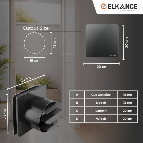 Image of Metal 150mm (6 Inches) Axial Exhaust Fan | BLDC Motor | 7W, 2400 RPM | Ideal for Modern Kitchen, Bathroom & Office | ABS PP Plastic Body | Premium Stainless Steel Front Panel | (Black)