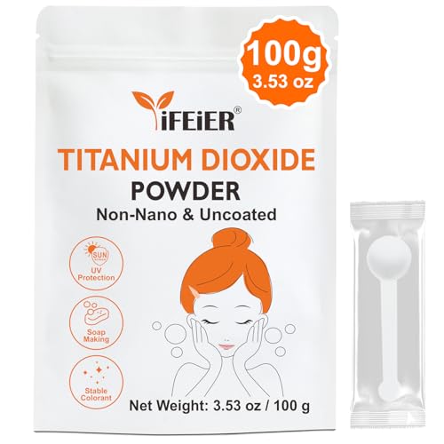 iFEiER Titanium Dioxide powder 100g (3.53 oz) | Pure Titanium Dioxide for Soap Making, TiO2 sunscreen and lotion | Colorant Pigment for paints, decorations, ceramics and crafts