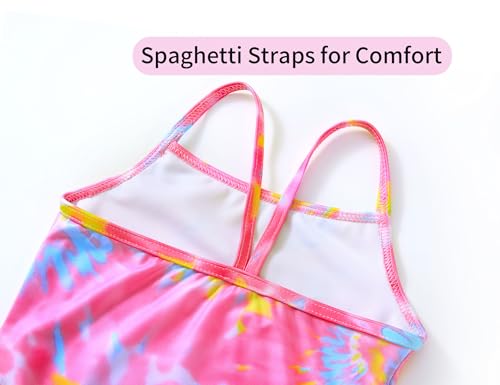 Image of Girls Bathing Suits Colorful Swimsuits with UPF 50 + Sun Protection Sleeveless Toddler Kids One Piece Swimwear