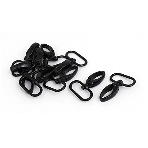 Aexit 25mm Metal Home hardware Oval Ring Swivel Snap Hook Lobster Trigger Clasp Clip Black 10pcs Model:81as275qo485