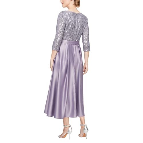 Image of Alex Evenings Women's Satin Ballgown Formal Event Dress with Pockets and Tie Belt (Petite and Regular Sizes)