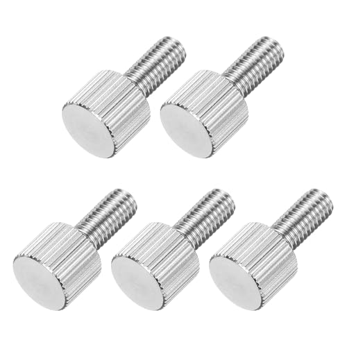 Image of sourcing map 5 Pcs M5 x 12mm Knurled Thumb Screws, 304 Stainless Steel Flat Head Knurled Fully Threaded Thumbscrew Bolts Fasteners for Home, Electronic, Machine