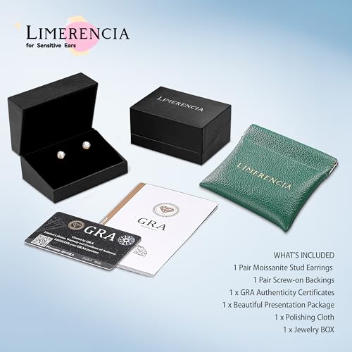 Limerencia Moissanite Stud Earrings G23 Titanium Hypoallergenic Screw Back Moissanite Earrings D Color VVS1 Clarity Jewelry Gifts for Women Men 0.2CT-1.6CT(Golden,4mm) by limerencia - Image 7