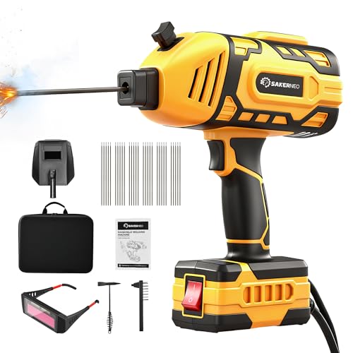 Image of SakerNeo Portable Handheld Welding Machine 110V with IGBT Inverter, 5-Level Adjustable Current 20-120A, Compact Lightweight Design for Stick Welder, DIY Projects, and Professional Use (YELLOW)