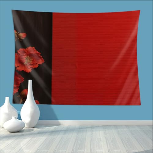 Tapisserie hippie rouge drap d'indien nappe de table bohème tenture murale faite main