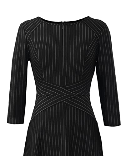 VFSHOW Womens Front Zipper Crisscross Waist Slim Wear to Work Business Office Fit and Flare A-Line Dress3