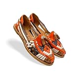 Amantoli Parral Model - Women 100% Artisan Hand Made Mexican Leather Hipster Brown Colorful Closed Toe Sandal Huarache Artesanal - Hecho a Mano Handcrafted in Mexico (7 US)