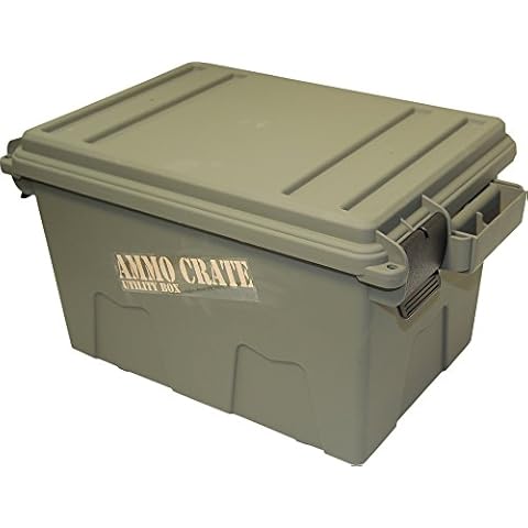 MTM ACR7-18 Ammo Crate Utility Box, Ammo, survival or hunting gear storage, O-Ring seal for water resistant dry storage, Double padlock tabbed for security, Carries 65lbs of gear, Army Green Cover